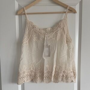 Lace Trim Cream Tank